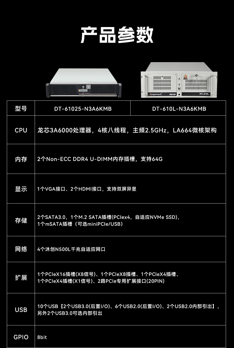 東田國產龍芯工控機,3A6000四核八線程工業主機,DT-61025-N3A6KMB.jpg
